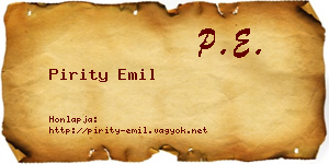 Pirity Emil névjegykártya